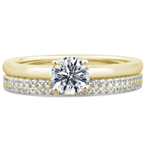 Yellow Gold Diamond Solitaire Bridal Set - Yellow Lily